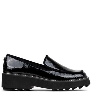 Donald J. Pliner Black Patent Leather Platform Loafers